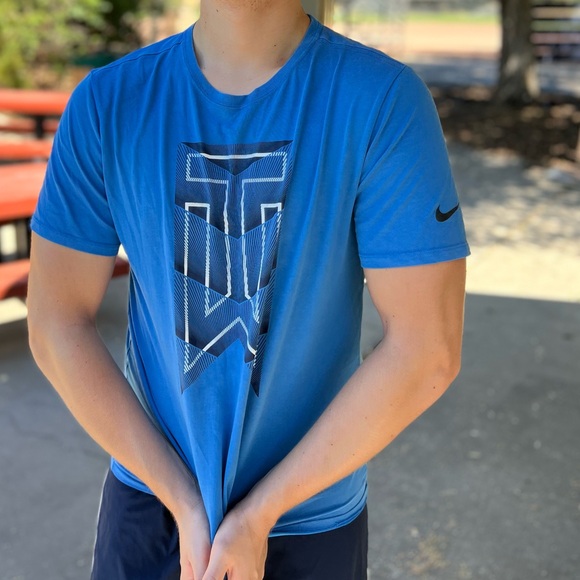 NIKE TIGER WOOD COLLECTION MEN GOLF TO SHIRT TW BLUE DRI FIT ATHLETE WORKOUT GUY - Picture 11 of 16